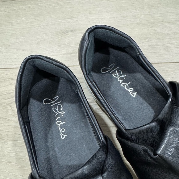 J/Slides Black Faux Leather Slip-On Sneakers - Picture 9 of 10